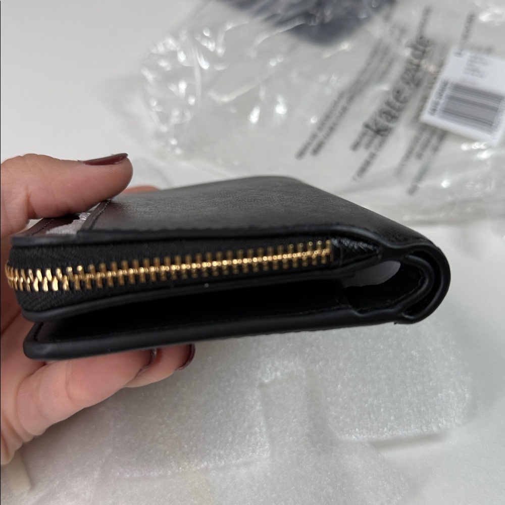 NWT Kate spade Madison Small L-Zip Wallet black and gold leather - Picture 13 of 14